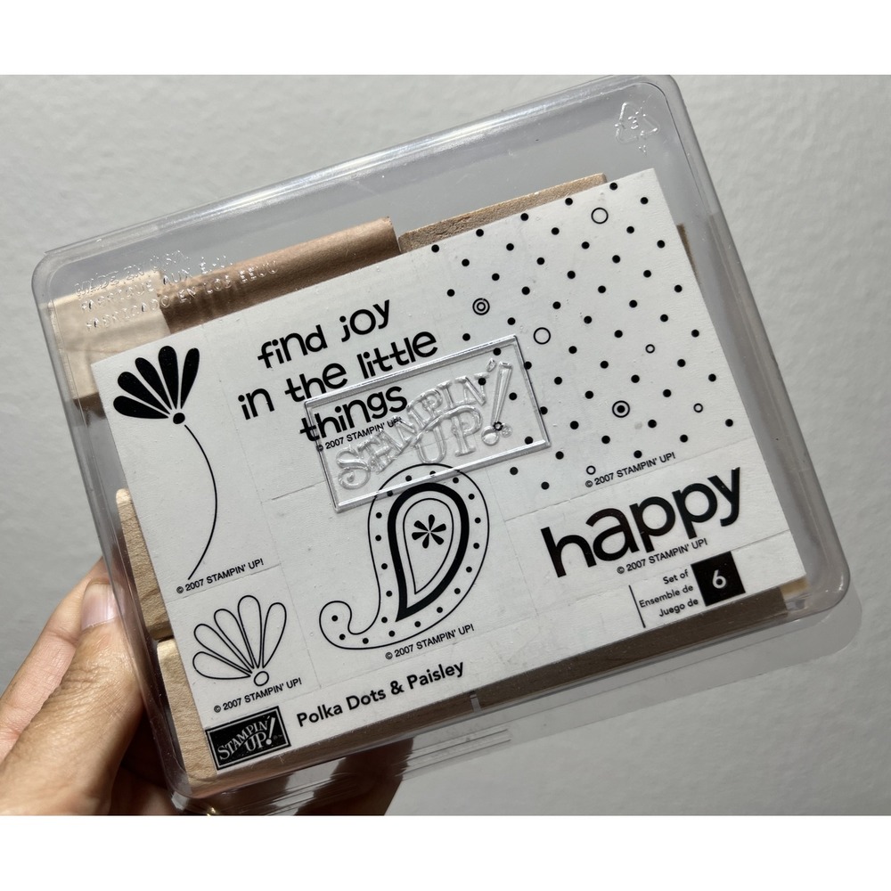 2007 Stampin Up Polka Dots & Paisley Unmounted‎ stamp set flower/happy NEW
